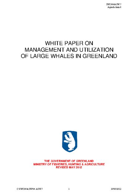 iwc d'alta quota|Management and utilisation of large whales in Greenland .